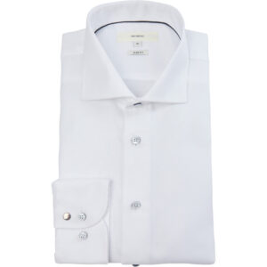 Steve Struktur Slim Fit Skjorte NOOS - WHT White - str 48